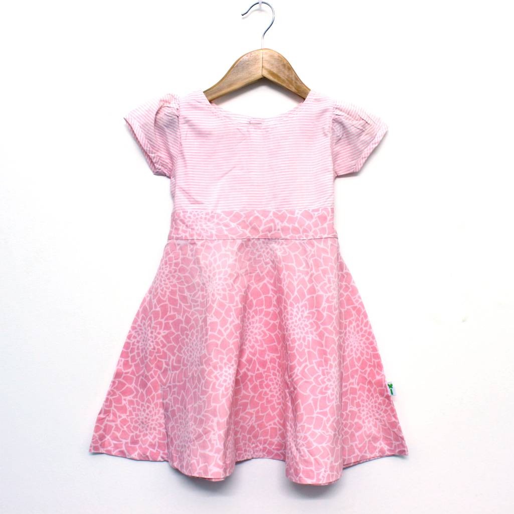 Organic Cotton Pink Half Sleeve Princess Frock - Front