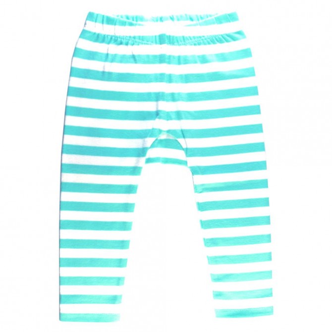 Organic Cotton Green and White Baby Pants - Front