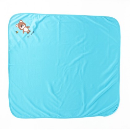 Organic Cotton Blue Bee Bear Swaddle - Front