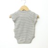 Organic Cotton Grey and White Stripes Baby Half Sleeve Kimono Front Open Romper - Back