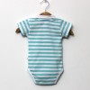 Organic Cotton Green and White Stripes Half Sleeve Polo Neck Romper Back