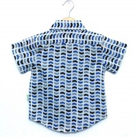 Organic Cotton Dark Blue Arrow Print Half Sleeve Boys Shirt - Back