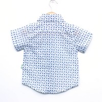 Organic Cotton Royal Blue Lattice Print Boys Shirt - Back