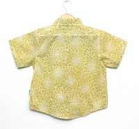 Organic Cotton Turmeric Yellow Flower Print Half Sleeve Boys Shirt - Back