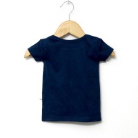 Organic Cotton Indigo Half Sleeve Elephant Print Envelope Neck T-Shirt - Back