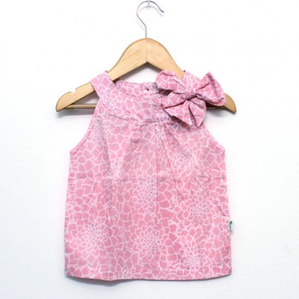 Organic Cotton Pink Sleeveless Side Bow Top